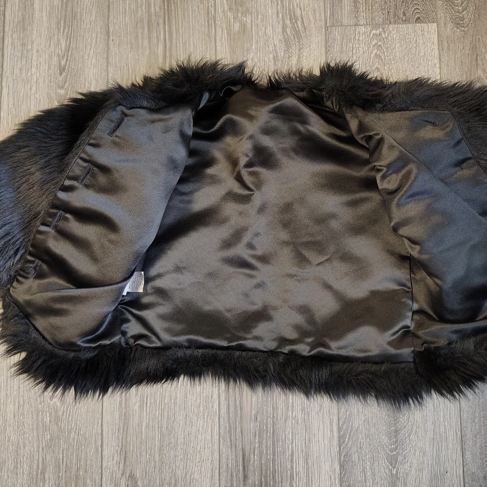 Kids Faux Fur Jacket - Black